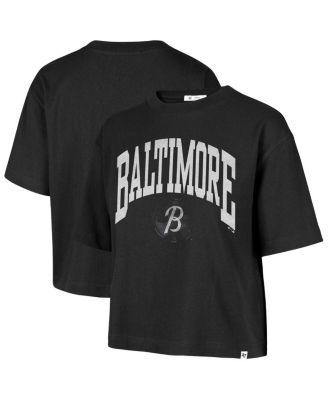 '47 Brand - Women's Black Baltimore Orioles City Connect Shale Drop Shoulder Cropped T-Shirt
