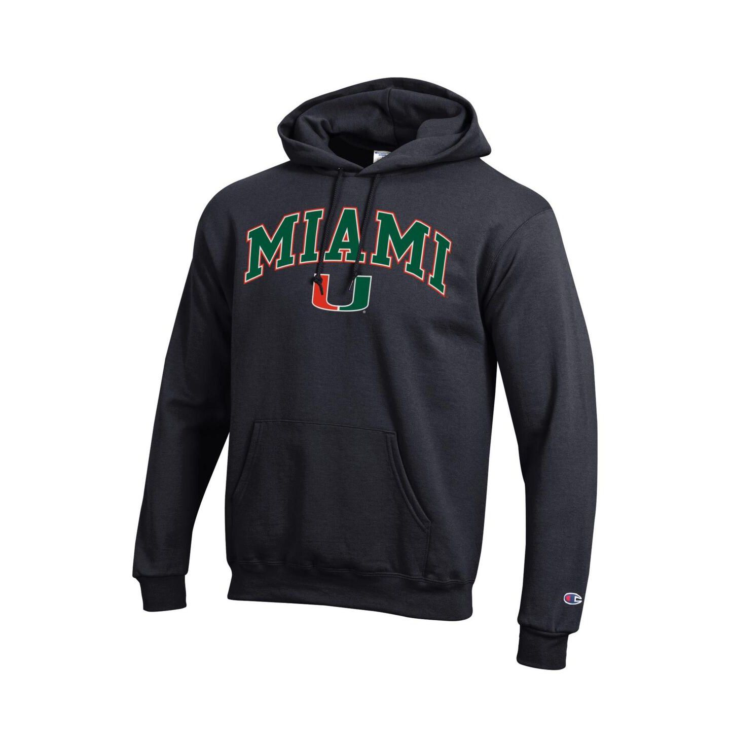 Мужское худи Champion Orange Miami Hurricanes Arch Over Logo Pullover, цвет: Чёрный — фото 2