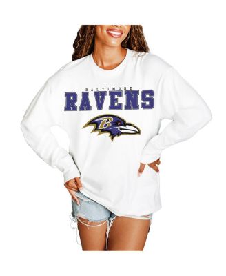Gameday Couture - Women's White Baltimore Ravens Big Goals Oversized Long Sleeve T-Shirt
