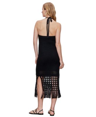 Women's Promenade Cotton Crochet Fringe-Hem Dress