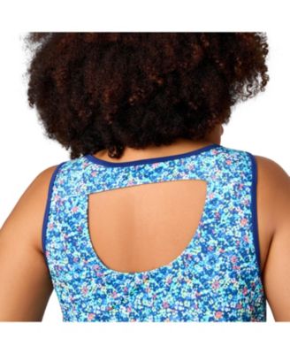 Plus Size Full Side Shirring Tankini Top