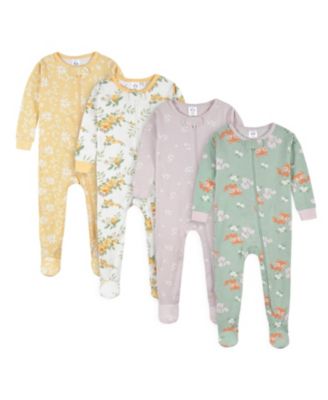 Baby Girls 4-Pack Snug Fit Footed Cotton Pajamas, Dreams & Rainbows, 24 Months