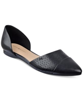 macy's black leather flats
