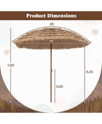 8FT Hula Thatched Tiki Umbrella Hawaiian Style Beach Umbrella Patio