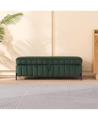 Velvet Upholstered Storage Bench with Flip Top Hidden Compartment for Bedroom, Living Room, Entryway or Window Seat-The Pop Home
