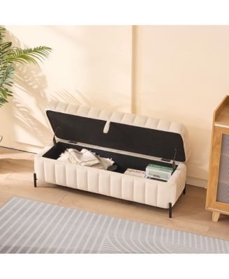 Velvet Upholstered Storage Bench with Flip Top Hidden Compartment for Bedroom, Living Room, Entryway or Window Seat-The Pop Home