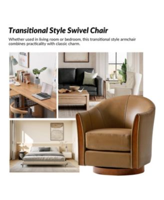 1 piece  Genuine Leather 360-degree Swivel Barrel Chair