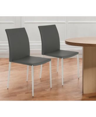 Set of 2 Faux Leather Steel Stacking Chairs for Dining Room or Office Seating