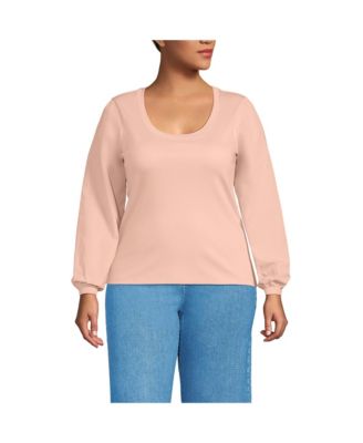 Plus Size Supima Interlock Scoop Neck Blouson Sleeve Top