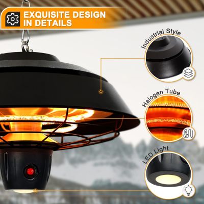 Electric Hanging Patio Heater With Led Light