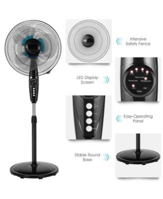  16 Inches Adjustable Height Fan with Quiet Oscillating Stand for Home and Office  Air Circulation Appliance