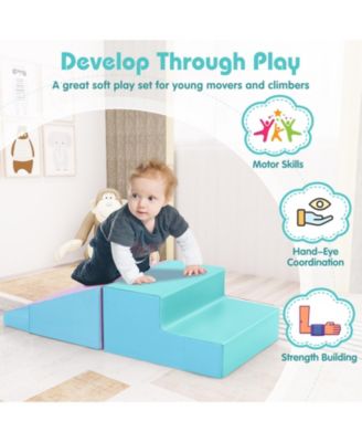 2-Piece Step and Slide Climber for Infants and Toddlers Baby Soft Play Set Foam Blocks