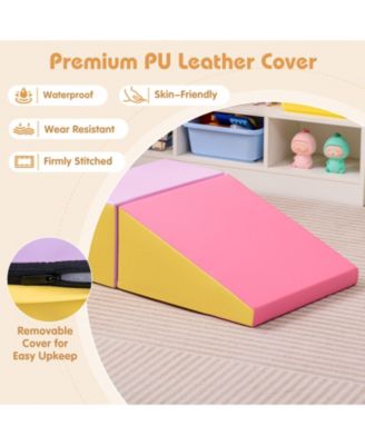 2-Piece Step and Slide Climber for Infants and Toddlers Baby Soft Play Set Foam Blocks