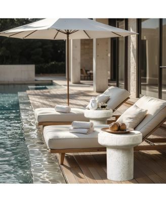 Off White MgO Round 18.5-Inch Tall Side Table, Indoor and Outdoor