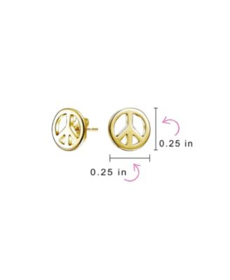 Dainty World Peace Sign Stud Earrings in 14K Gold & Sterling Silver