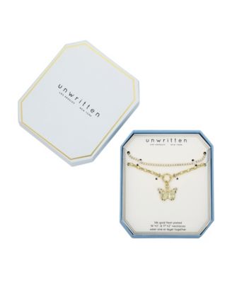 Cubic Zirconia Tennis Butterfly Layered Necklace Set