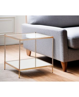 Glass Square End Table with Minimalist Design for Living Room