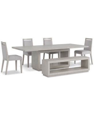 Tivie 6-Pc. Dining Set (Rectangular Table, 4 Wood Dining Chairs & Bench)