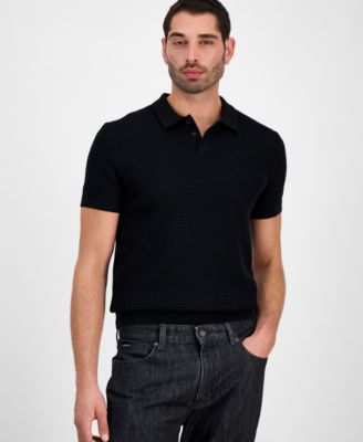 GUESS - Men's Raymond Short Sleeve Textured Polo Shirt