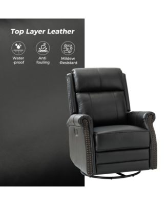 30.5" Wide Genuine Leather Manual Recline, Contemporary Style Osvaldo Recliner Chair
