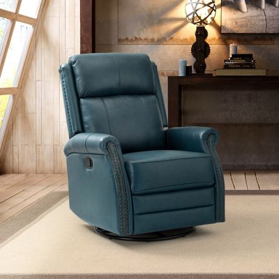 30.5" Wide Genuine Leather Manual Recline, Contemporary Style Osvaldo Recliner Chair