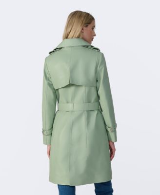 Women's Leather Trench Coat, Created for Macy's