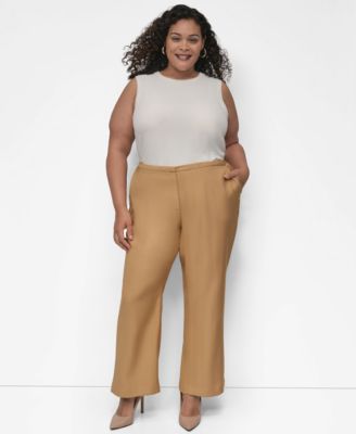 DKNY - Plus Size Sueded Canvas High-Rise Pants