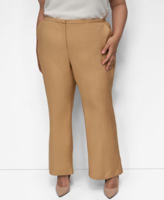 Plus Size Sueded Canvas High-Rise Pants