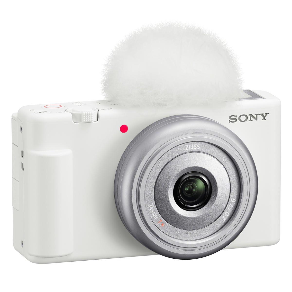 Sony Zv-1F Vlogging Camera, White Bundle with Accessory Kit,Shoulder Bag, Battery, Charger, Charger Plate, Protector, Cleaning Kit - White