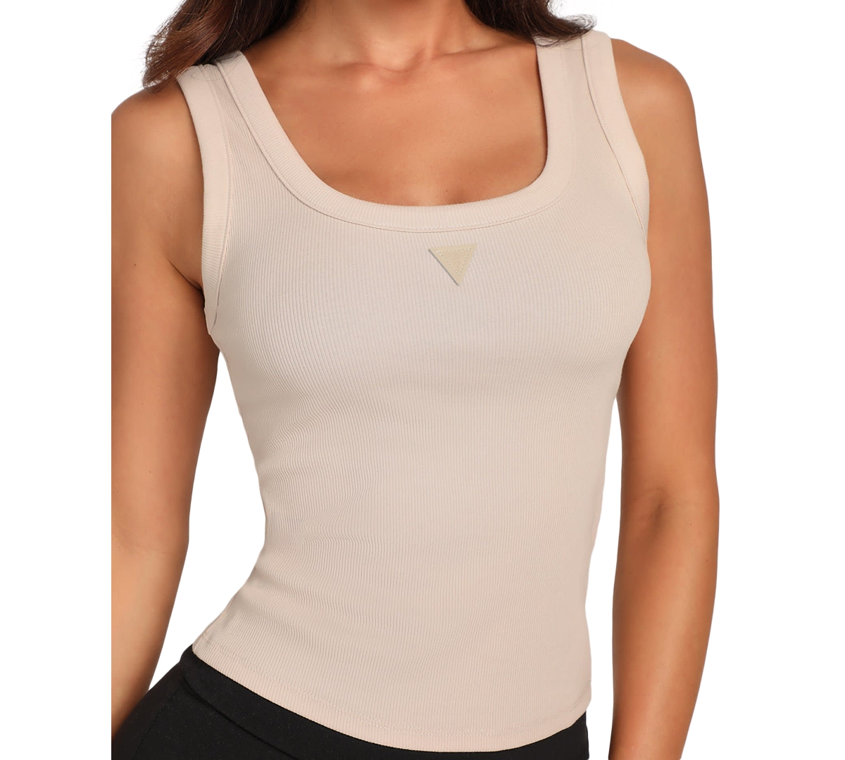GUESS WOMEN'S RIBBED TRIANGLE-LOGO TANK 