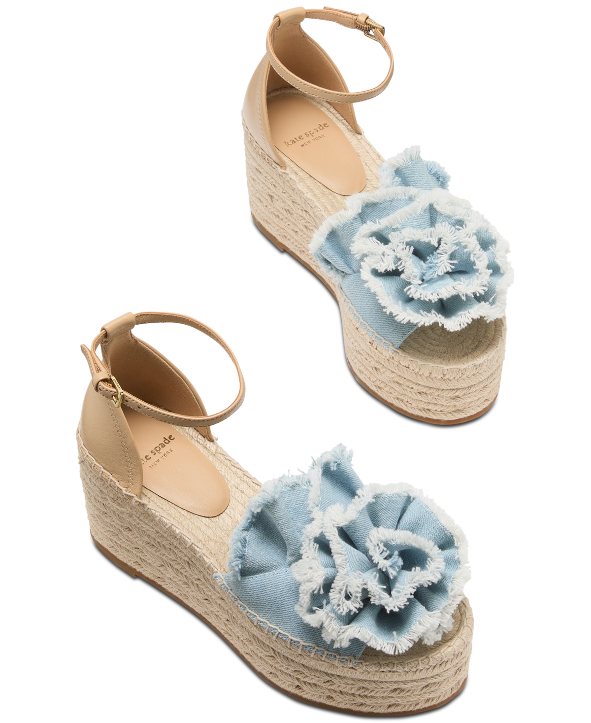 KATE SPADE WOMEN'S FLOURISH DENIM ESPADRILLE WEDGE SANDALS 