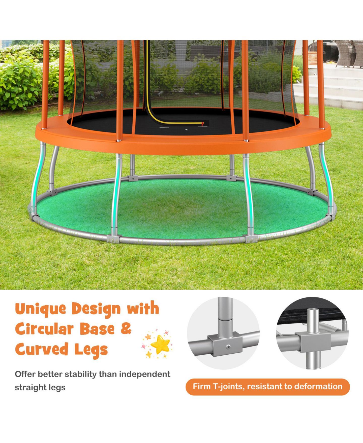 Детская игрушка Mecale Flower Shape Trampoline with 74" High Enclosure Net, от 3 лет, цвет: Оранжевый — фото 9
