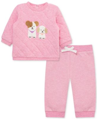 Little Me - Baby Girls Cute Pups Sweatshirt & Pants, 2 Piece Set