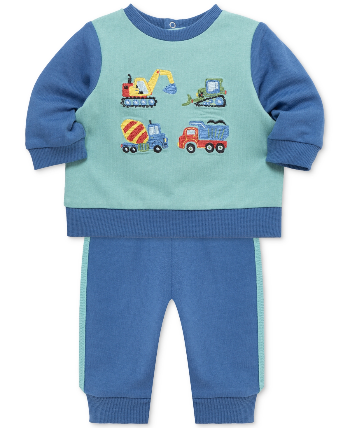 Little Me Baby Boys Cotton Trucks Sweatshirt & Jogger Pants, 2 Piece Set In Multi