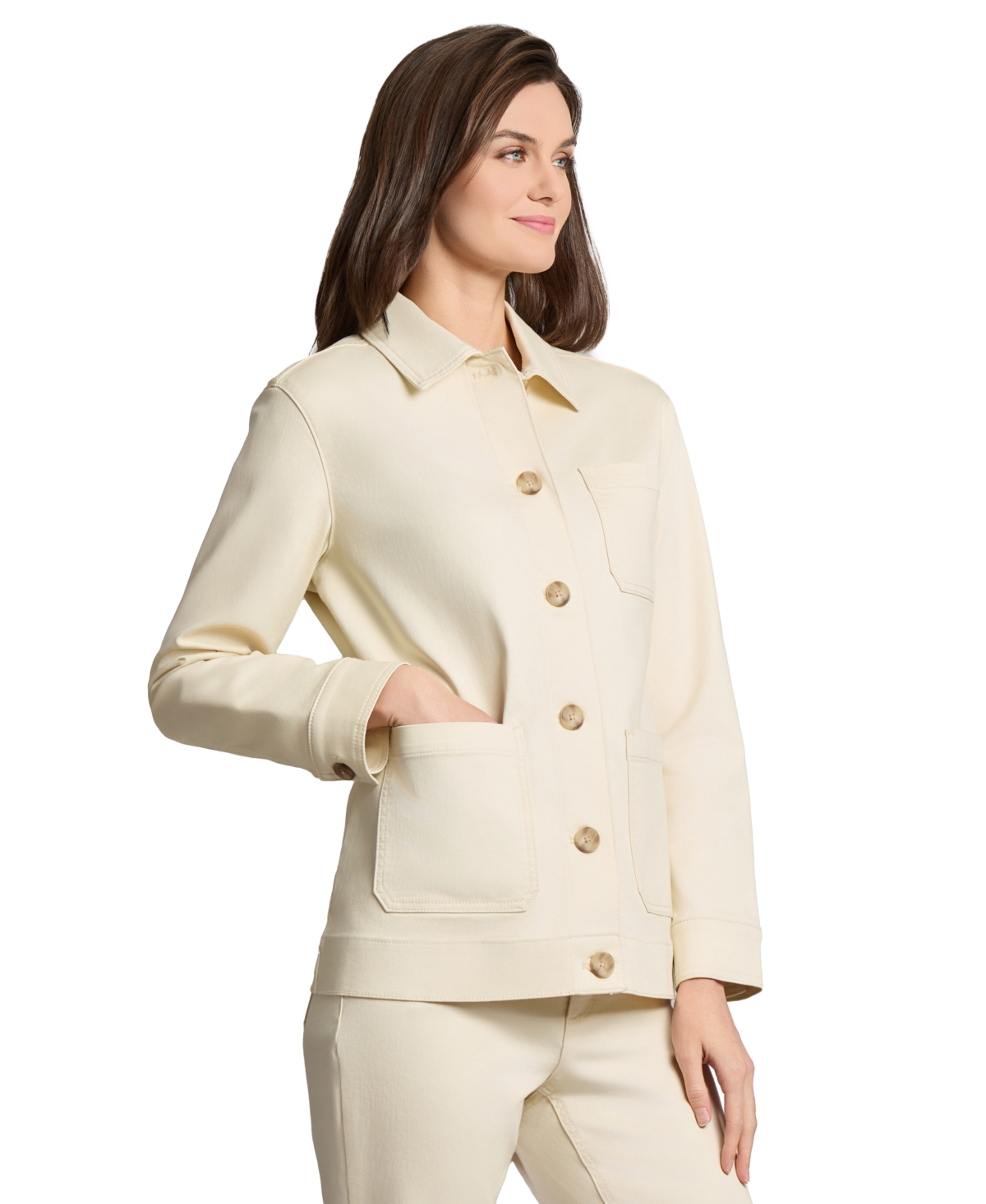 Jones New York Petite Patch-pocket Button-front Jacket
