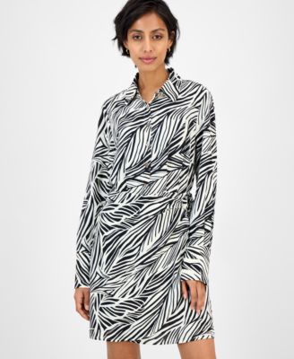 Women's Printed Collared A-Line Dress