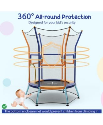 Mini Trampoline for Kids with Safety Enclosure Net and Foam Handles