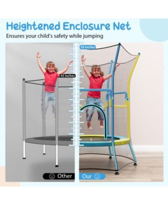 Mini Trampoline for Kids with Safety Enclosure Net and Foam Handles