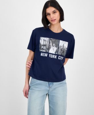 Rebellious One - Juniors' NYC Graphic Cropped T-Shirt