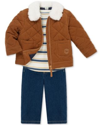 Baby Boys Corduroy Jacket, Striped T-Shirt & Denim Pants, 3 Piece Set