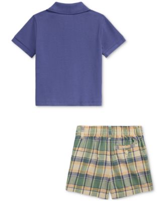 Baby Boys Polo Shirt & Madras Shorts Set