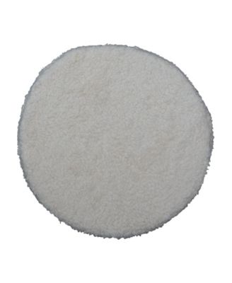 CREATIVE CO-OP 16" Cotton Sherpa with Pine Wood Upholstered Round Pouf