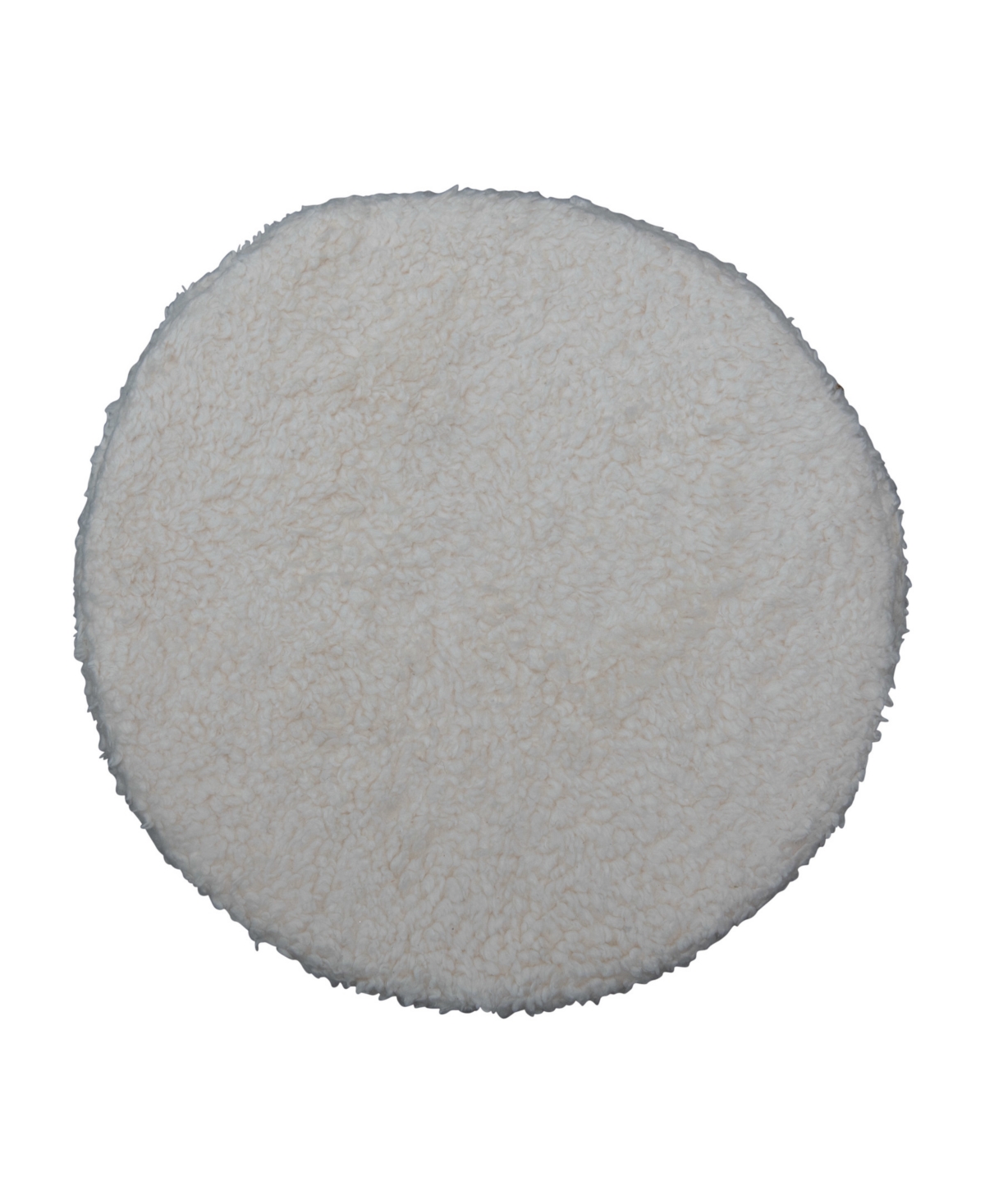 Creative Co-op 16" Cotton Sherpa With Pine Wood Upholstered Round Pouf
