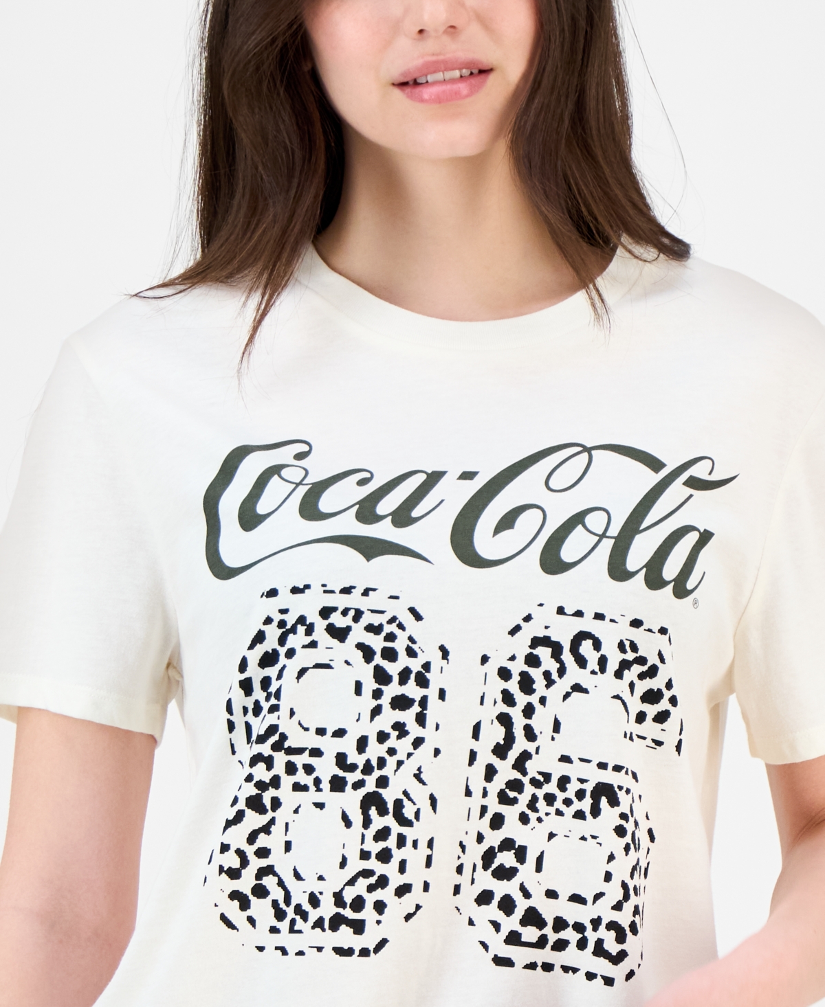 Love Tribe Juniors' Coca-cola Leopard 86 Graphic T-shirt In White