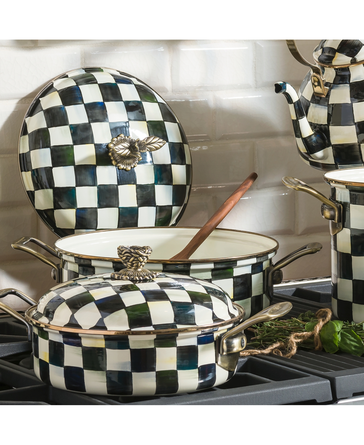 Mackenzie-childs Courtly Check 5-quart Casserole Dish In Black