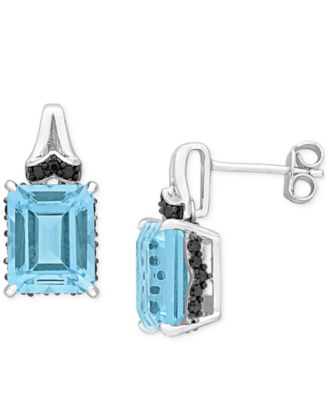 Gemstone & Black Sapphire (3/8 ct. t.w.) Drop Earrings in 18k Rose Gold-Plated Sterling Silver (also in Blue Topaz)