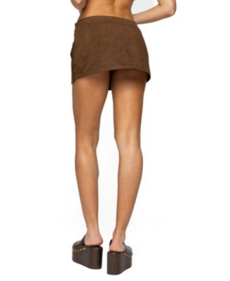 Women's Asymmetric Studded Faux Suede Mini Skort
