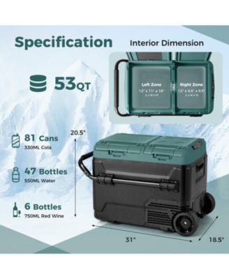 Dual Zone 12V Car Refrigerator for Vehicles Camping Travel Truck RV Boat Outdoor