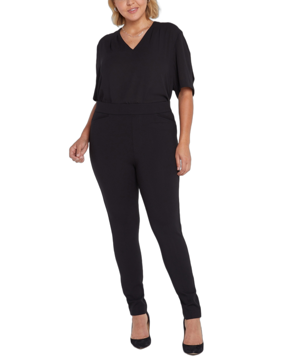 Plus Size Pull On Legging Pants - Black