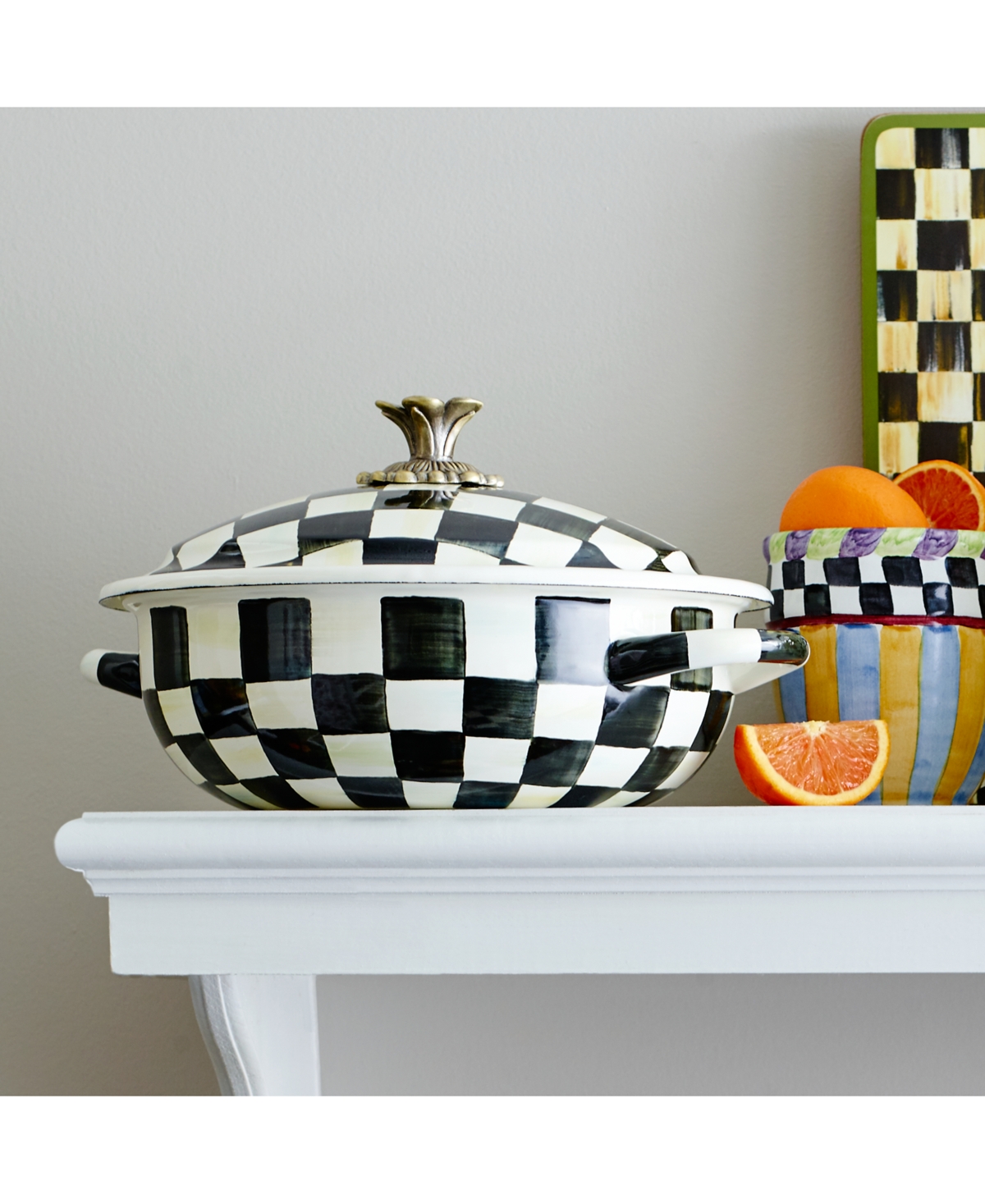 Mackenzie-childs Courtly Check Medium Casserole Dish In Black